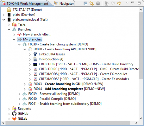 With Branches in TD/OMS, isolate development and testing without interfering with other developers' efforts